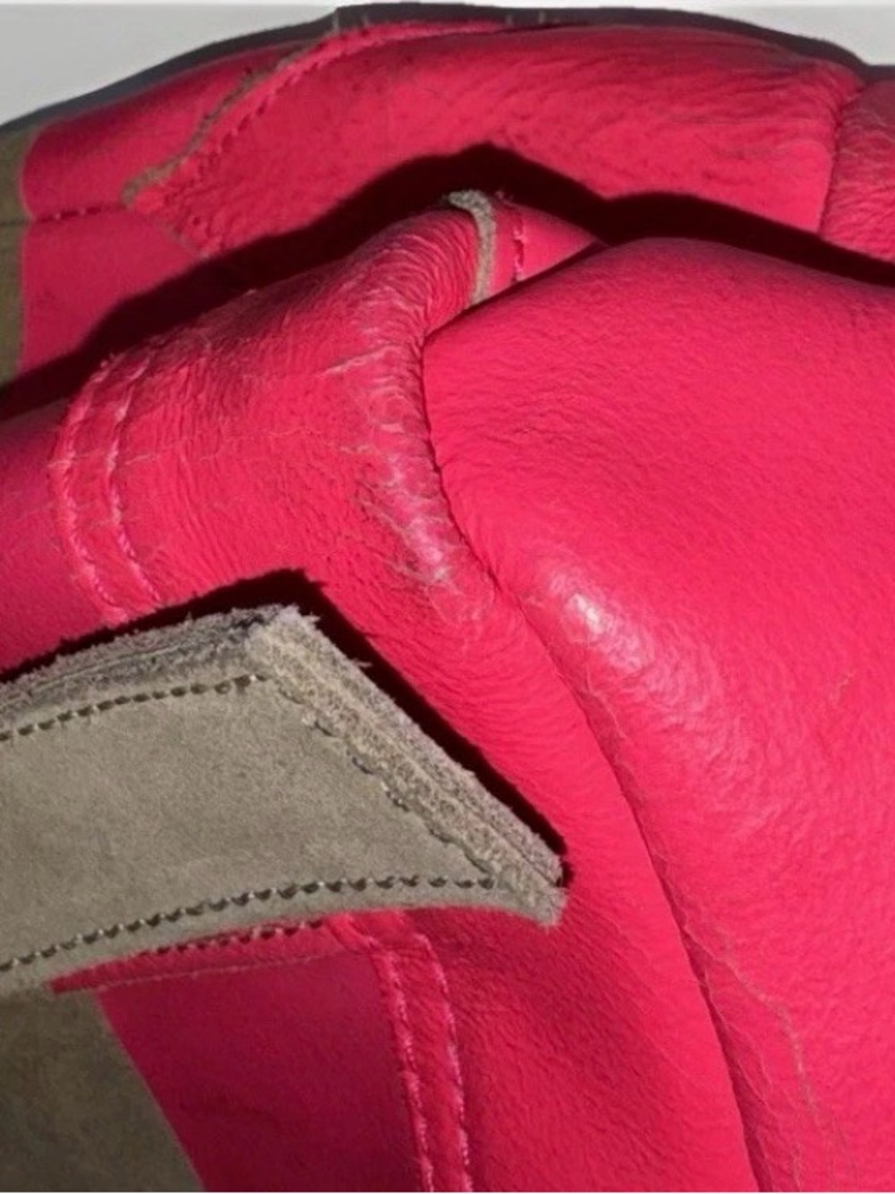 Hunter Suede & Leather Tote Bag Tan Pink Neon Trim Shoulder Bag Zip Pocket - Picture 5 of 13